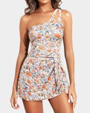 Emoswim - One Shoulder One Piece Swim Dress for Women Tummy Control Swimsuit with Skirt