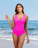 Emoswim - Women Tummy Control One Piece Swimsuit - Push Up Bathing Suit Full Coverage Slimming Swimwear