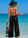 Emoswim - Womens 3 Piece Bikini Sets with Mesh Cover Up Pants Halter Cheeky Thong Swimsuits Sexy Bathing Suits