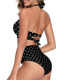 Emoswim - Adjustable Self-Tie Halter Neck Vintage High Waisted Bikini