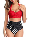 Emoswim - Adjustable Self-Tie Halter Neck Vintage High Waisted Bikini