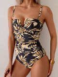Emoswim - Women's Push Up Wrap Front Swimsuit One Piece Tummy Control Bathing Suits Bandeau Support Slimming Swimwear