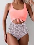 Emoswimsuit - Women's One Piece Swimsuit Tummy Control Slimming Bathing Suit Cutout Tie Knot Swimwear