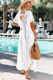 Emoswimsuit - White Solid Color Long Sun-proof Cardigan Cover Up