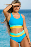 Emoswimsuit - Sky Blue Colorblock Cut Back Bikini Set