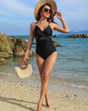 Emoswimsuit - Metallic Accent Mesh Panel One Piece Swimsuit