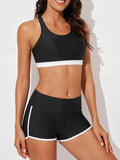 Emoswim - Womens Athletic 3 Piece Tankini Swimsuits with Shorts Swim Tank Tops