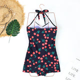 Emoswim - Halter Top Push Up Swimsuits Shorts Retro One Piece Bathing Suit