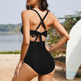 Emoswimsuit - Women's One Piece Swimsuits Tummy Control Cutout High Waisted Bathing Suit Wrap Tie Back