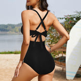 Emoswimsuit - Women's One Piece Swimsuits Tummy Control Cutout High Waisted Bathing Suit Wrap Tie Back