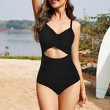 Emoswimsuit - Women's One Piece Swimsuits Tummy Control Cutout High Waisted Bathing Suit Wrap Tie Back