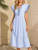 Colorblock Stripe Flutter Sleeve Dress_CWDMD02891