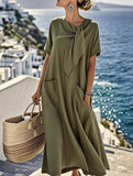 Short Sleeve Bow Pocket A-Line Maxi Dress_CWDMD02903