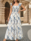 Leaf Print Ruffle Tiered Maxi Dress_CWDMD02916