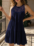 Lace Patch Halter A Line Dress_CWDSD12026