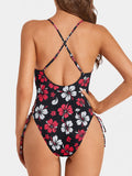 Emoswim - Women Sexy Lace Up One Piece Swimsuit Deep Plunge V Neck High Cut Bathing Suits