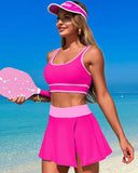 Emoswimsuit - High Waisted Bikini Sets Tummy Control Swim Skirt Two Piece Swim Suit Tummy Control Color Block Bathing Suit