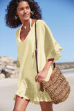 Emoswimsuit - V Neck Solid Color Cover Up