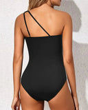 Emoswimsuit - One Shoulder One Piece Swimsuit for Women Tummy Control Bathing Suits