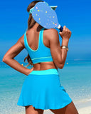 Emoswimsuit - High Waisted Bikini Sets Tummy Control Swim Skirt Two Piece Swim Suit Tummy Control Color Block Bathing Suit