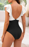 Emoswimsuit - Women's One Piece Swimsuit Ruffle Cutout Bathing Suits Slimming Tummy Control V Neck Wrap Swimwear