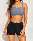 Emoswim - Women's 3 Piece Scoop Neck Criss Cross Tankini Swimsuits