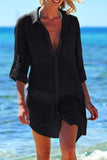Emoswimsuit - White Pocket Long Sleeve Cover Up