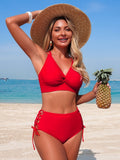 Emoswim - Womens Sexy V Neck 2 Piece Bikini Sets Cheeky High Cut Tie Side Bathing Suit Summer Beach Swimwear