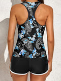 Emoswim - Womens Athletic 3 Piece Tankini Swimsuits with Shorts Swim Tank Tops