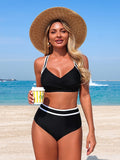 Emoswim - Womens High Waisted Bikini Sets Tummy Control 2 Piece Swimsuits Color Block Bathing Suits for Beach Pool Cruise