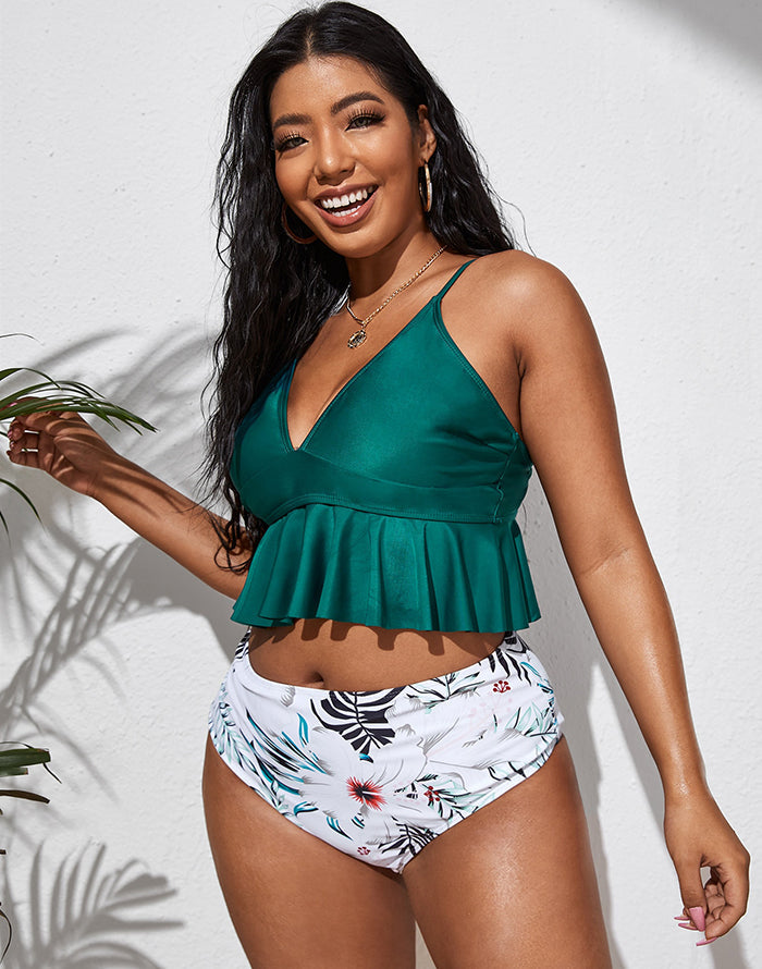 Emoswimsuit-Green High Waist Bikini Set