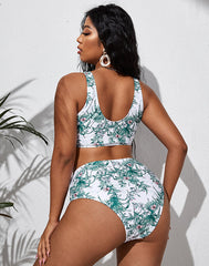 Emoswimsuit-Light Green High-Waist Bikini Suit