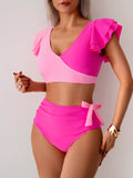 Emoswimsuit - Womens High Waisted Bathing Suits Tummy Control Two Piece Swimsuits Ruffle Bikini Sets Criss Cross Ruched Swimwear