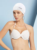 Emoswimsuit - Swim Caps for Long Hair Durable Silicone Waterproof Swimming Caps for Women