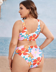 Emoswimsuit-Orange Mid-Waist Tie Bikini Set