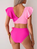 Emoswimsuit - Womens High Waisted Bathing Suits Tummy Control Two Piece Swimsuits Ruffle Bikini Sets Criss Cross Ruched Swimwear