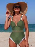 Emoswim - Womens Sexy One Piece Swimsuit Tummy Control Mesh Swimsuit Plunge Neck Bathing Suit