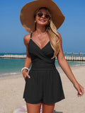 Emoswim - Women's Swim Romper With Pocket Tummy Control One Piece Shorts Swimsuit