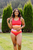 Emoswimsuit - Red Colorblock Cut Back Bikini Set