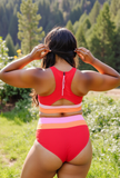 Emoswimsuit - Red Colorblock Cut Back Bikini Set