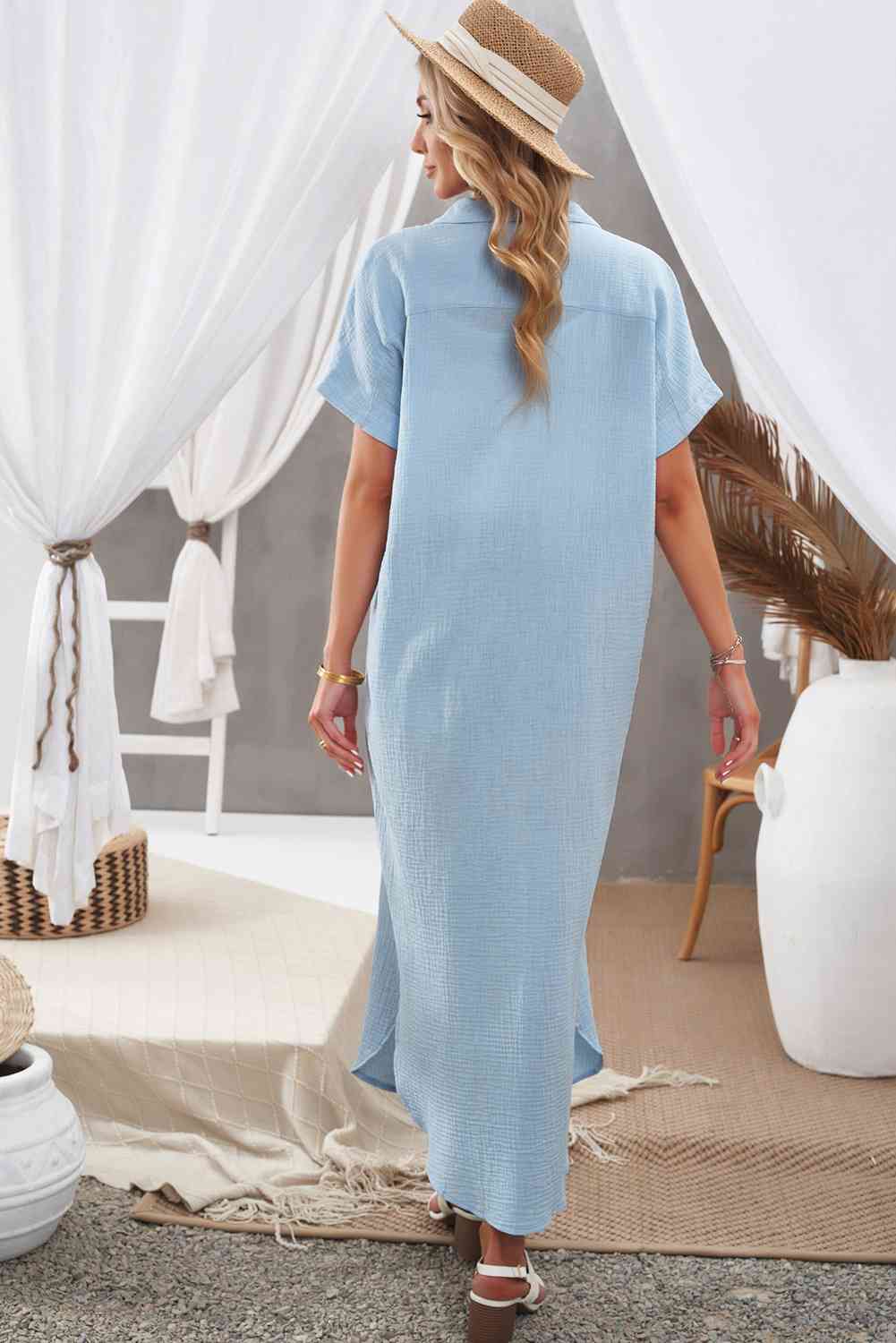 Emoswimsuit - White Solid Color Long Sun-proof Cardigan Cover Up