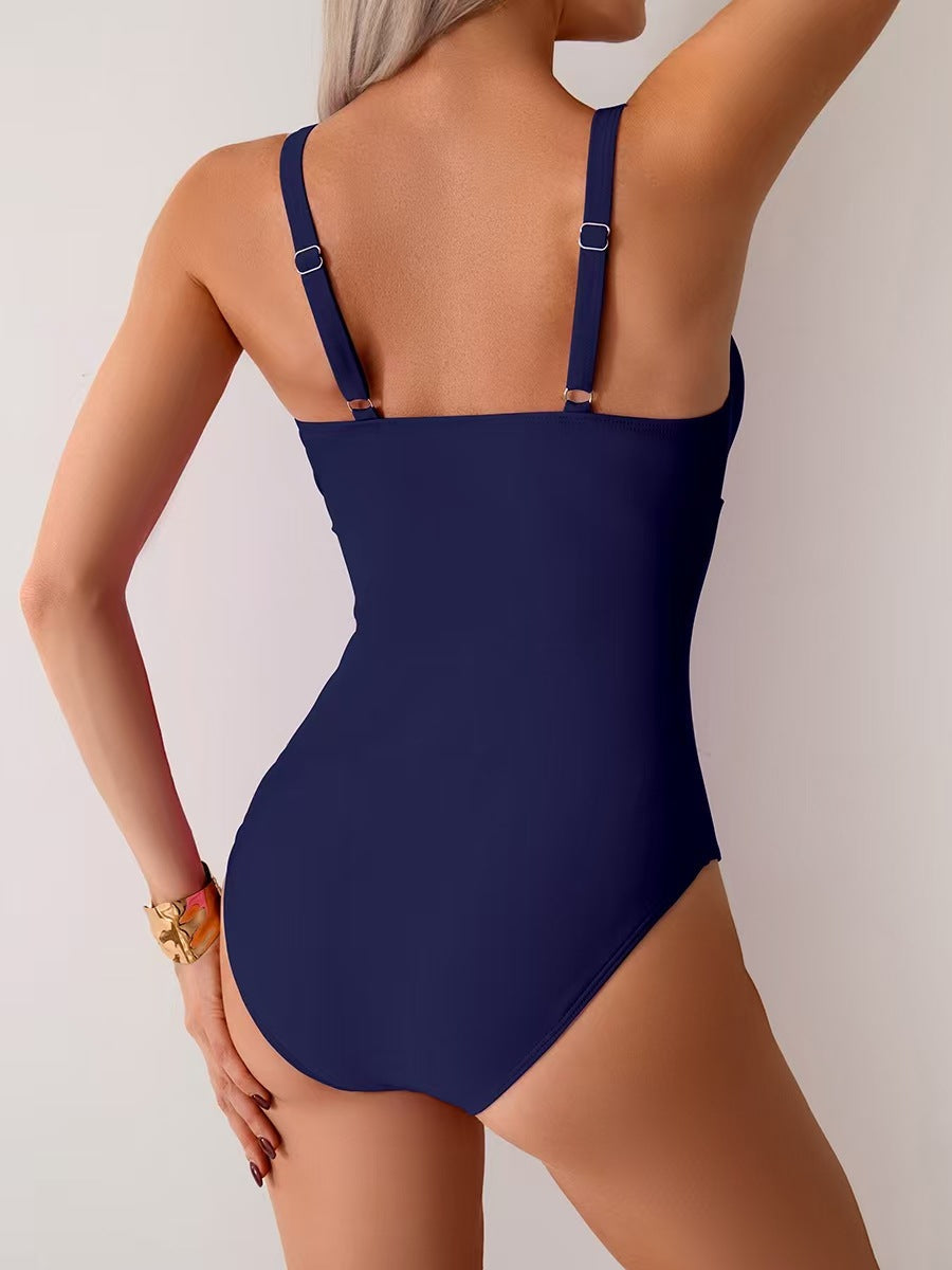 Emoswimsuit - Women's One Piece Swimsuit Sexy Mesh Sheer Tummy Control Bathing Suit Cross Twist Front Swimwear