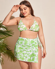 Emoswimsuit-Light Green Halterneck Sideways Lace-Up Bikini Set