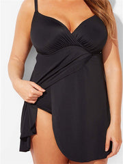 Emoswimsuit - Black V-Neck Swim dress