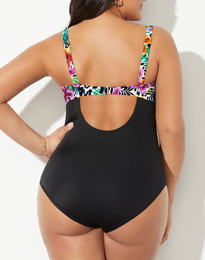 Emoswimsuit - Aztec Cut Out Underwire One Piece Swimsuit