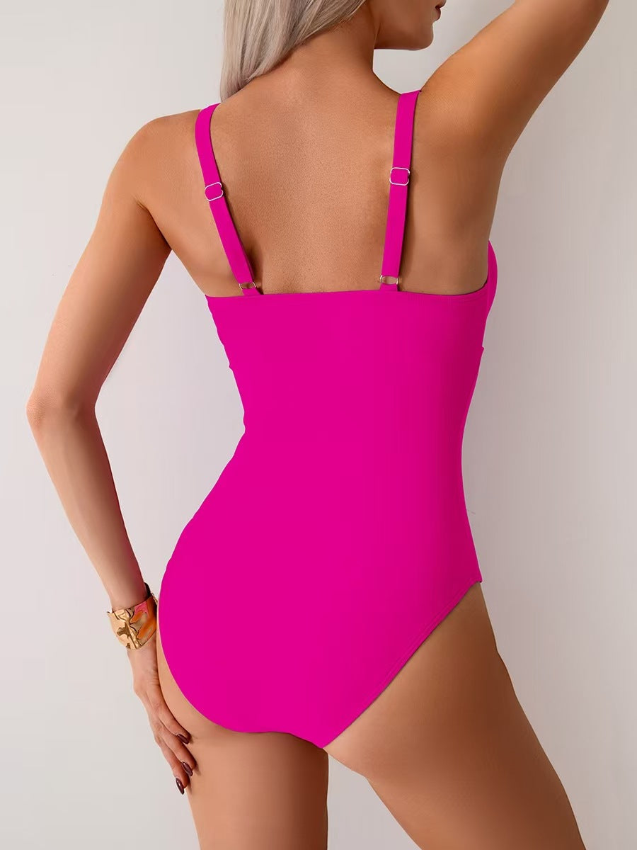 Emoswimsuit - Women's One Piece Swimsuit Sexy Mesh Sheer Tummy Control Bathing Suit Cross Twist Front Swimwear