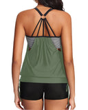 Emoswim - Tankini Swimsuits for Women Two Piece Tummy Control Bathing Suit with Shorts