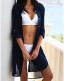 Emoswim - Navy Pocket Long Sleeve Cover Up