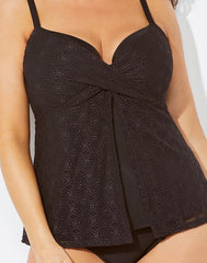 Emoswimsuit - Black Faux Flyaway Underwire Tankini Top