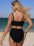 Emoswim - Women’s High Waisted Tummy Control Bikini Sets Full Coverage Bathing Suit